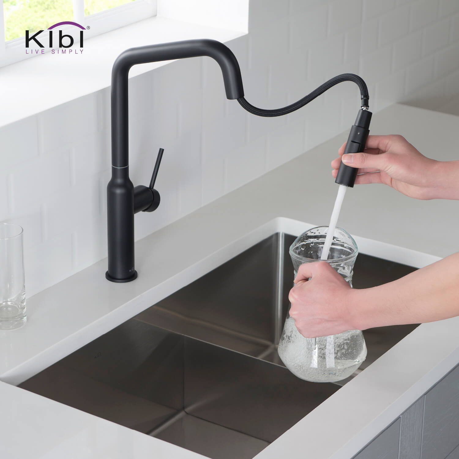 KIBI - Macon Single Handle High Arc Pull Down Kitchen Faucet – KKF2007