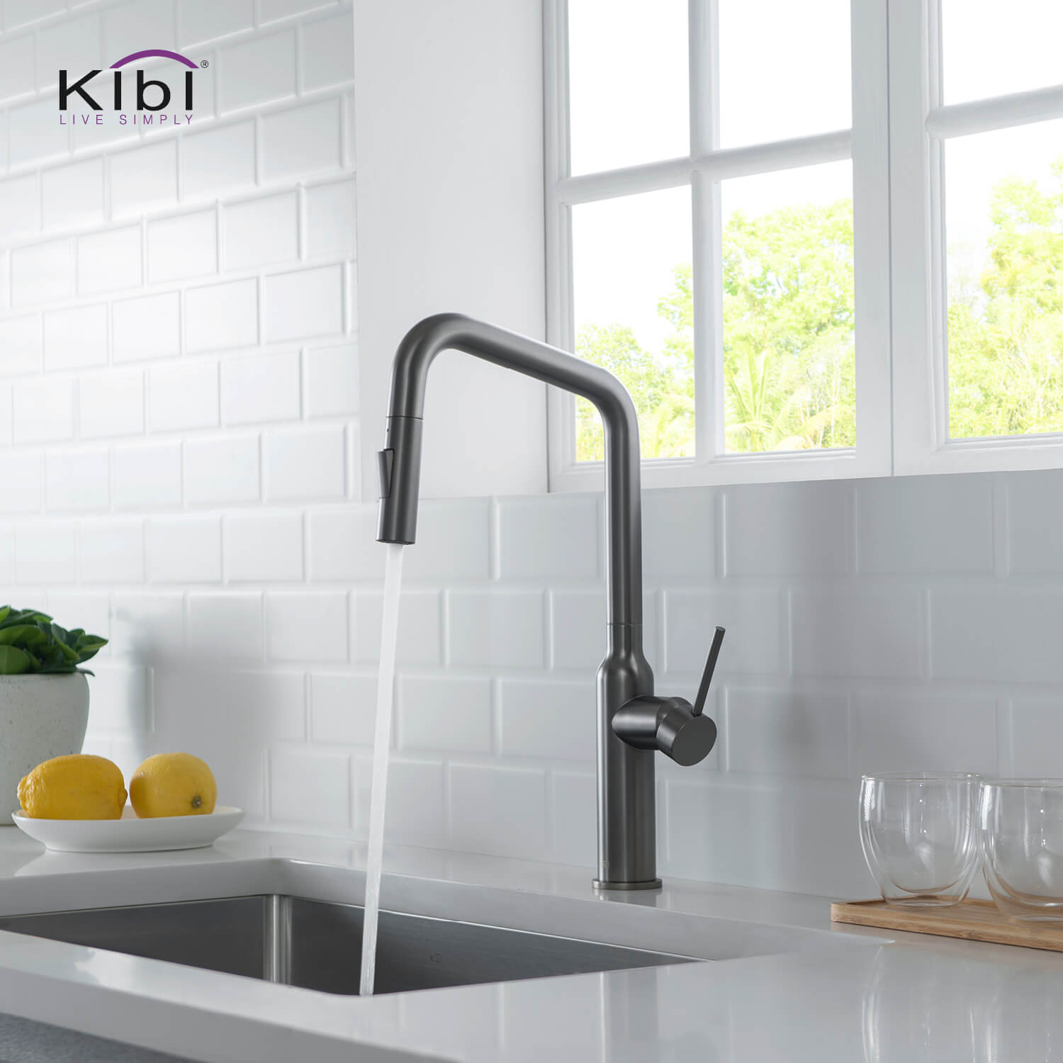 KIBI - Macon Single Handle High Arc Pull Down Kitchen Faucet – KKF2007