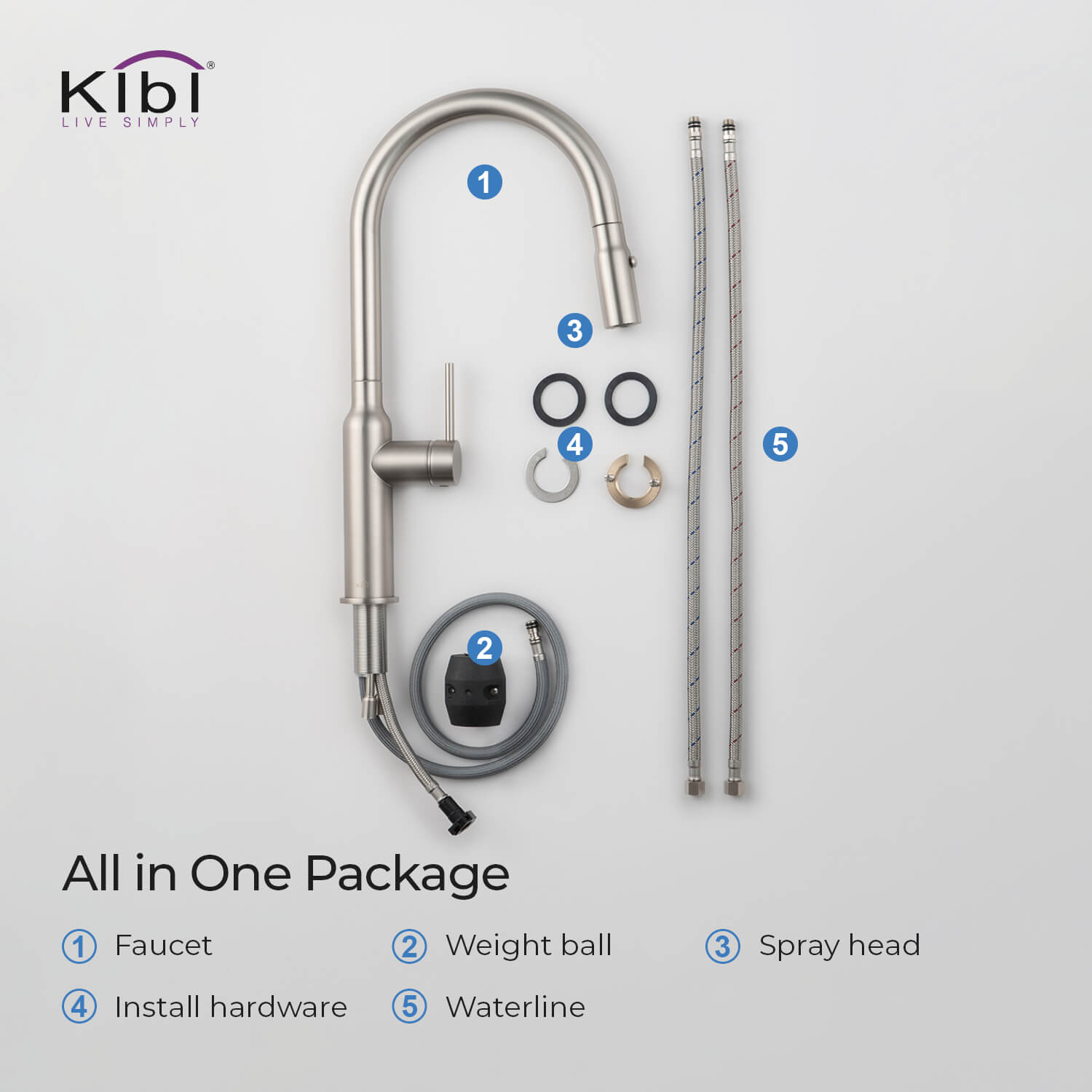 KIBI - Hilo Single Handle High Arc Pull Down Kitchen Faucet – KKF2008