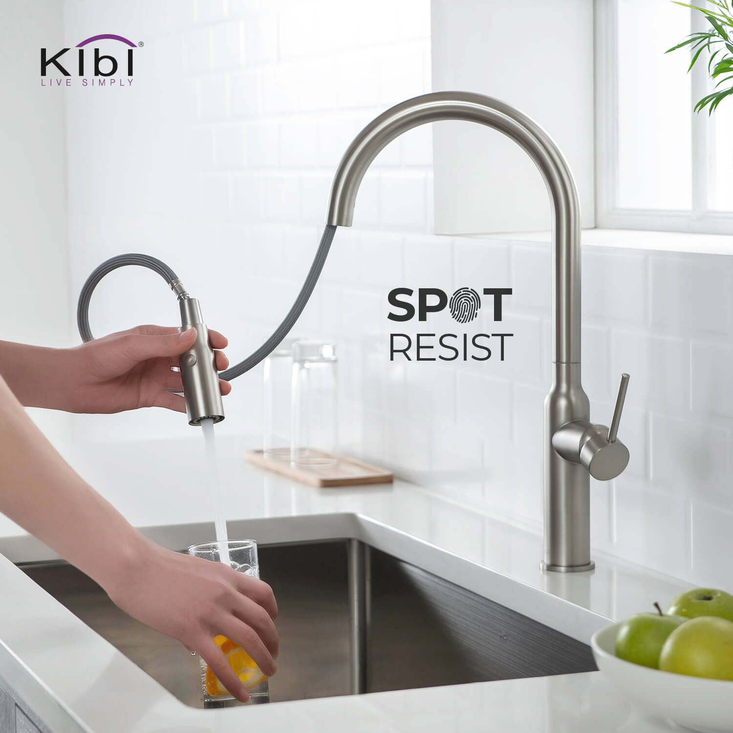 KIBI - Hilo Single Handle High Arc Pull Down Kitchen Faucet – KKF2008