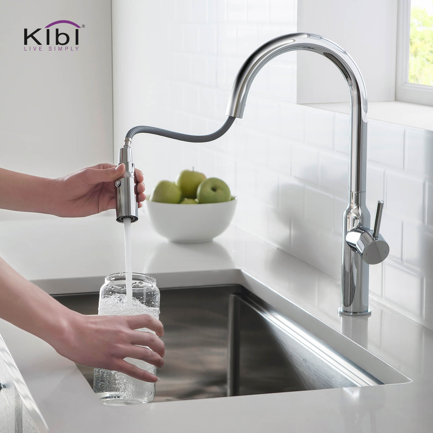 KIBI - Hilo Single Handle High Arc Pull Down Kitchen Faucet – KKF2008