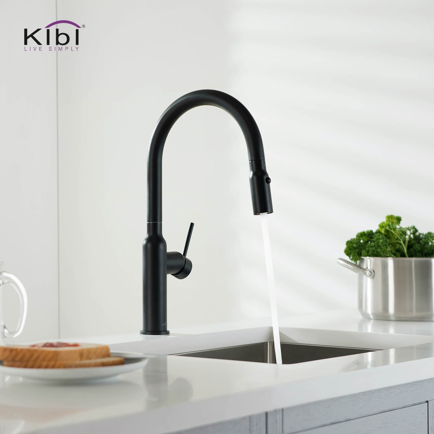 KIBI - Hilo Single Handle High Arc Pull Down Kitchen Faucet – KKF2008