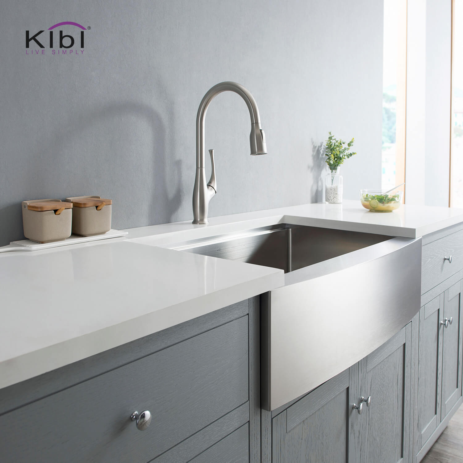 KIBI - Cedar Single Handle High Arc Pull Down Kitchen Faucet – KKF2010