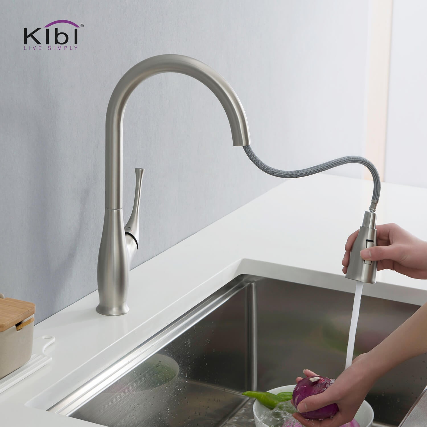 KIBI - Cedar Single Handle High Arc Pull Down Kitchen Faucet – KKF2010