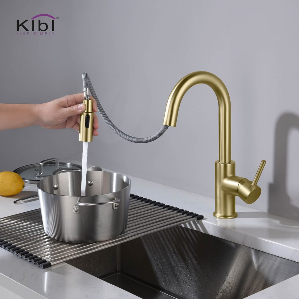 KIBI - Luxe Single Handle High Arc Pull Down Kitchen Faucet - KKF2011