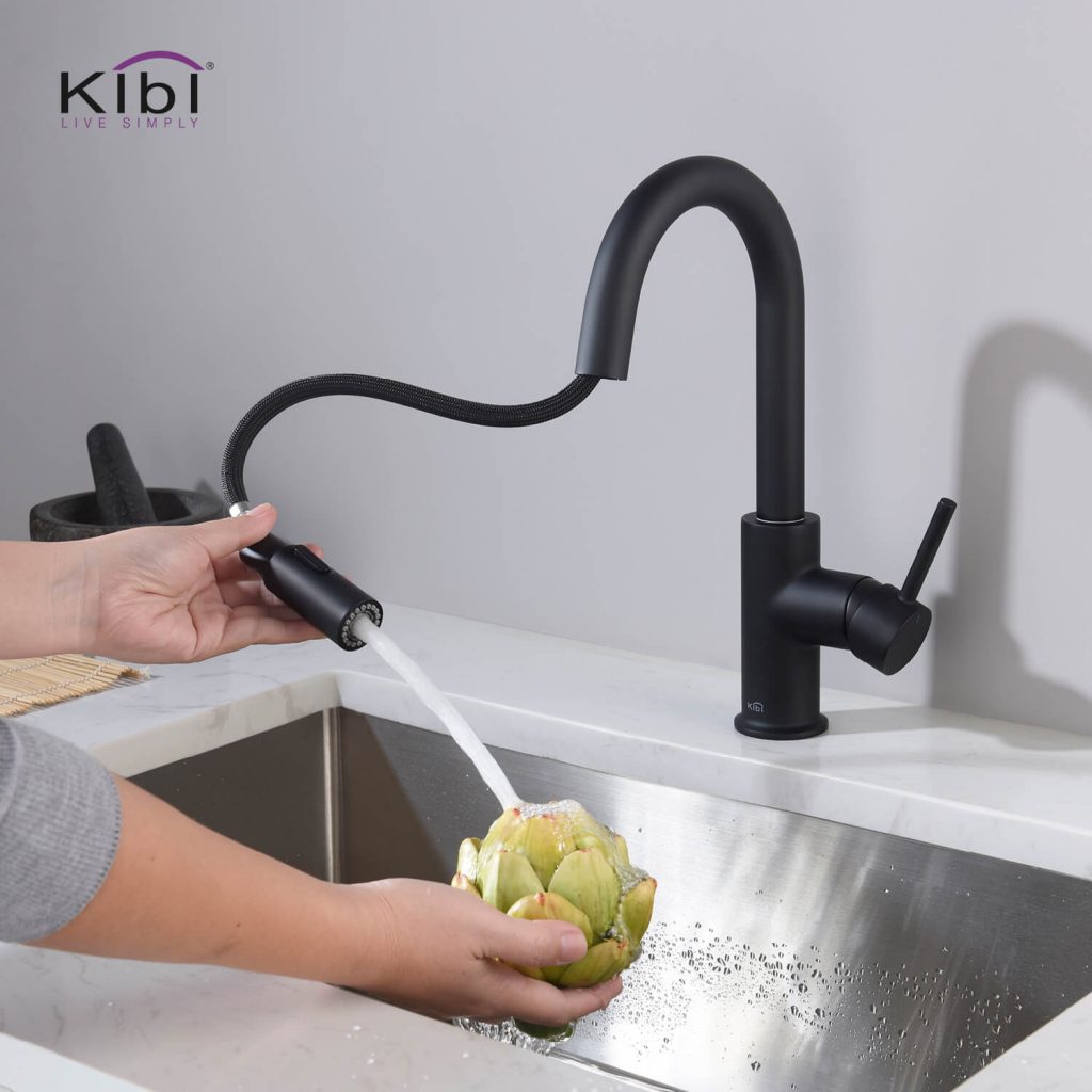 KIBI - Luxe Single Handle High Arc Pull Down Kitchen Faucet - KKF2011
