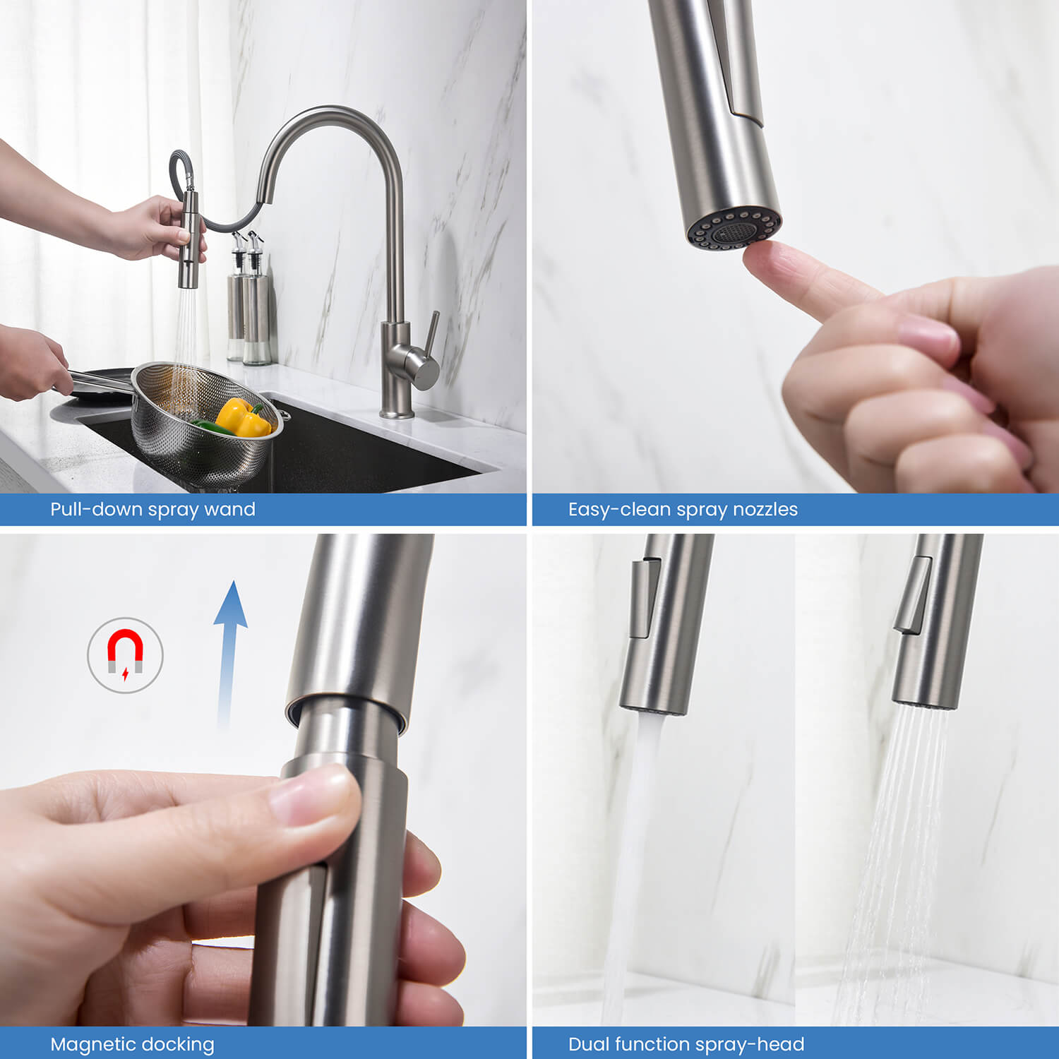 KIBI - Circular Single Handle Pull Down Kitchen Faucet – KKF2013