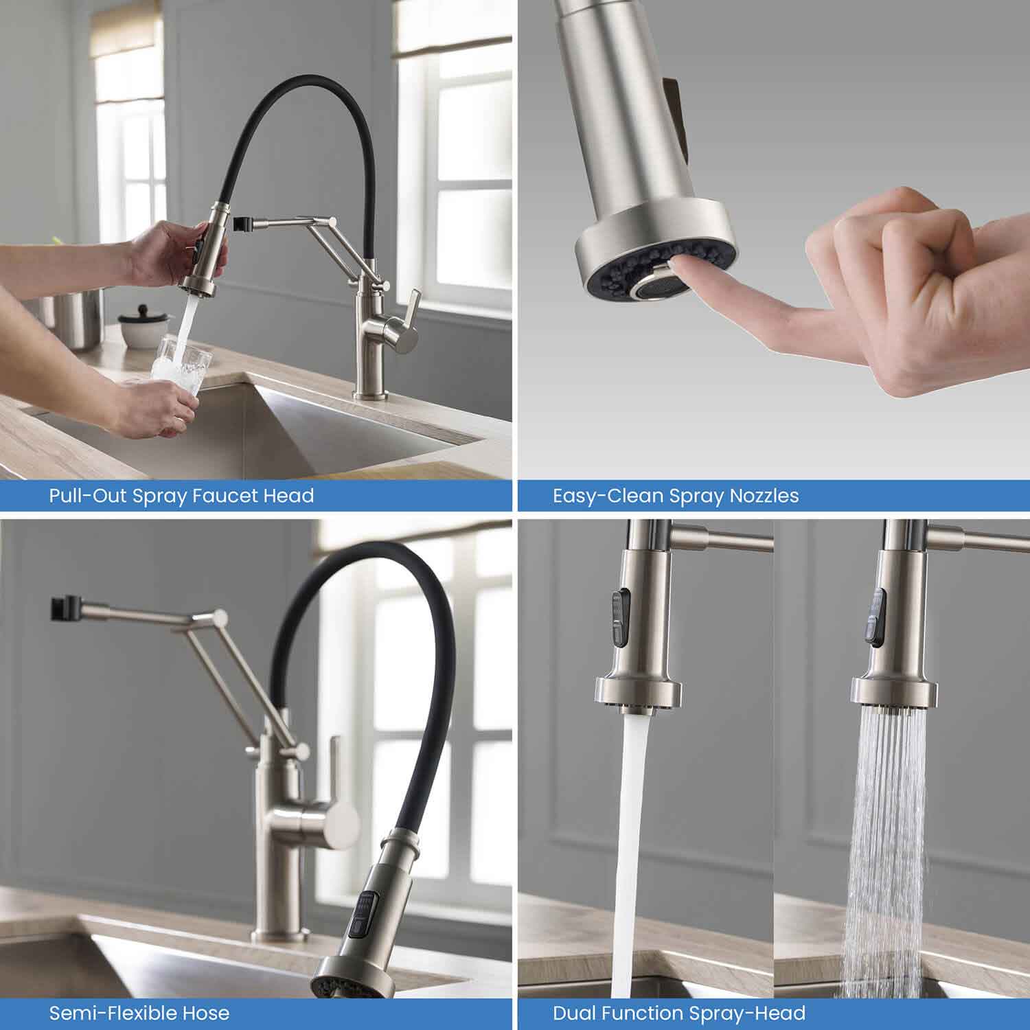 KIBI - Engel Single Handle Pull Down Kitchen Faucet – KKF2014