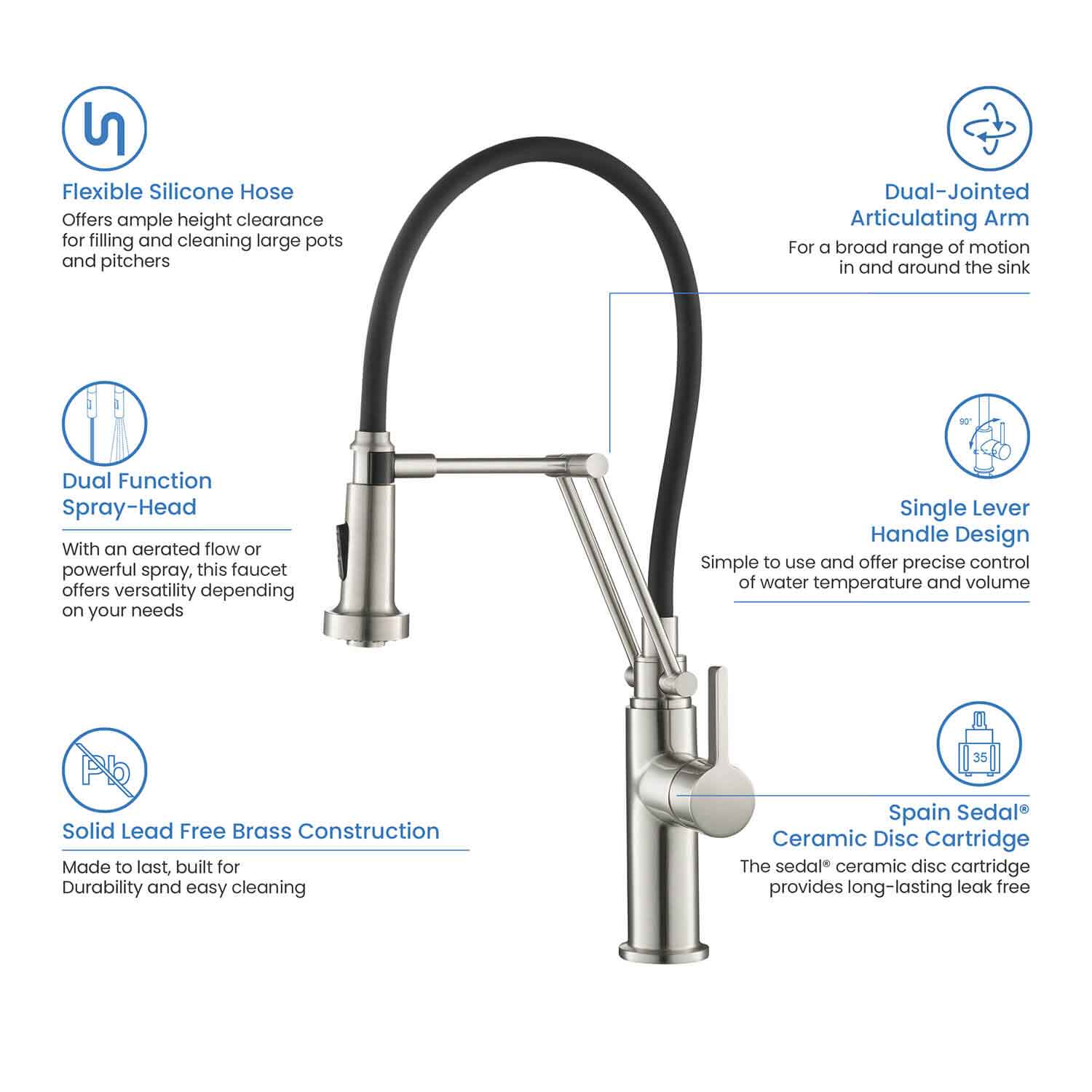 KIBI - Engel Single Handle Pull Down Kitchen Faucet – KKF2014