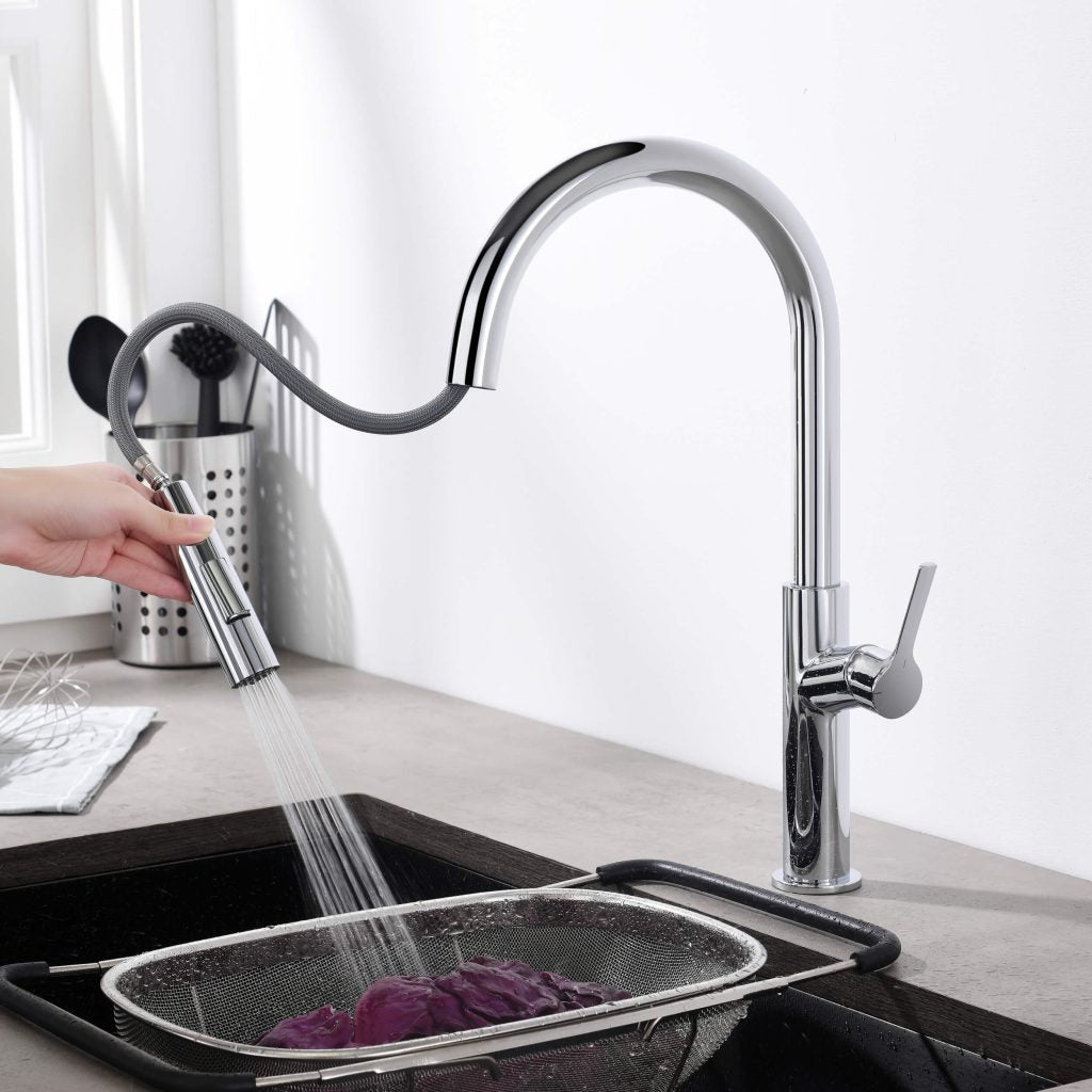 KIBI - Fusion Single Handle Pull Down Kitchen & Bar Sink Faucet - KKF2018