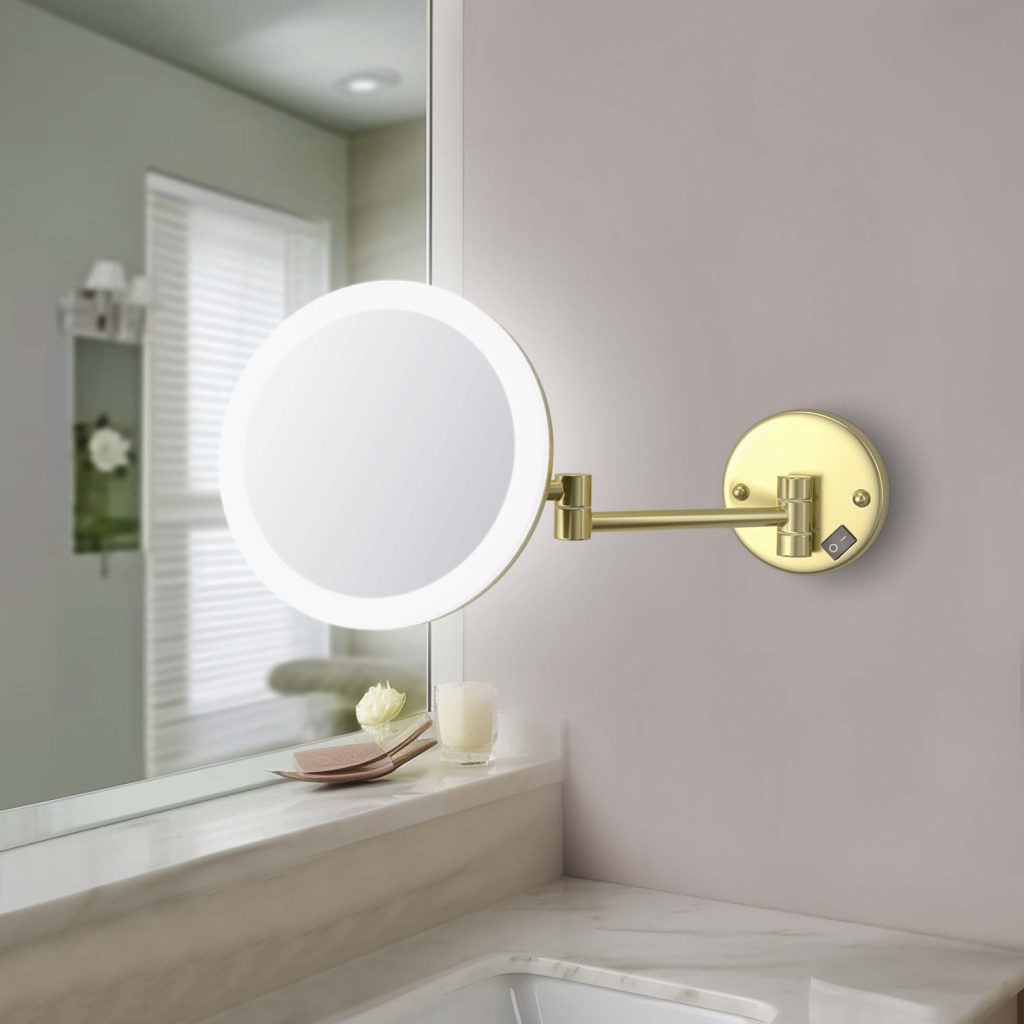 KIBI - Circular LED Wall Mount One Side 5x Magnifying Make Up Mirror - KMM102