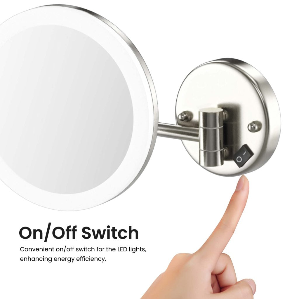 KIBI - Circular LED Wall Mount One Side 5x Magnifying Make Up Mirror - KMM102