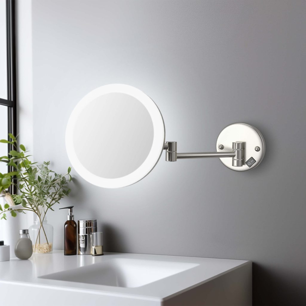 KIBI - Circular LED Wall Mount One Side 5x Magnifying Make Up Mirror - KMM102