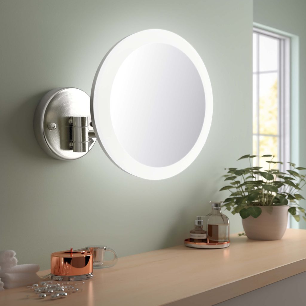 KIBI - Circular LED Wall Mount One Side 5x Magnifying Make Up Mirror - KMM102