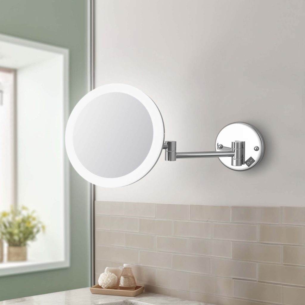 KIBI - Circular LED Wall Mount One Side 5x Magnifying Make Up Mirror - KMM102