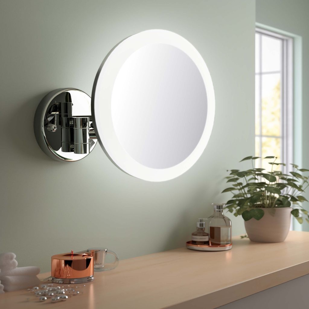 KIBI - Circular LED Wall Mount One Side 5x Magnifying Make Up Mirror - KMM102