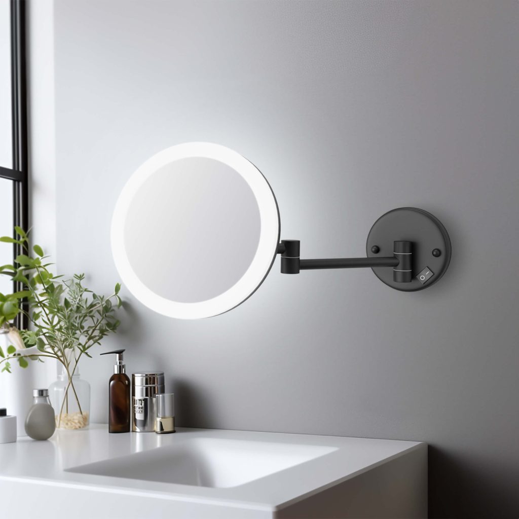 KIBI - Circular LED Wall Mount One Side 5x Magnifying Make Up Mirror - KMM102