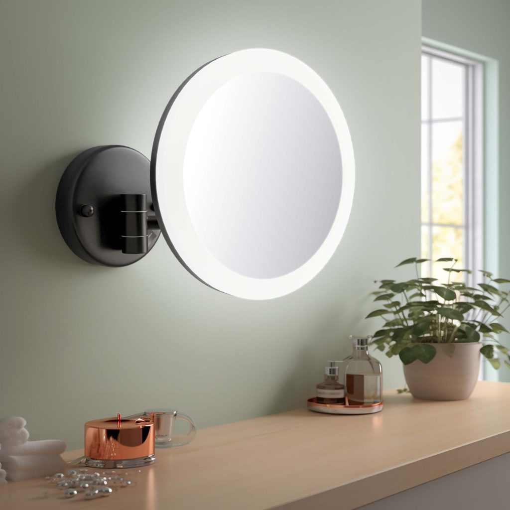 KIBI - Circular LED Wall Mount One Side 5x Magnifying Make Up Mirror - KMM102