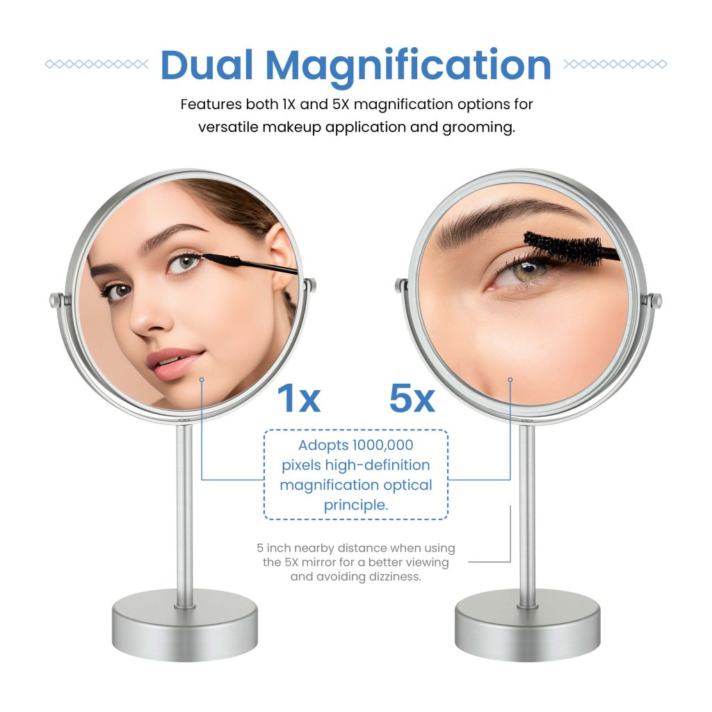 KIBI - Circular Free Standing Magnifying Make Up Mirror - KMM103