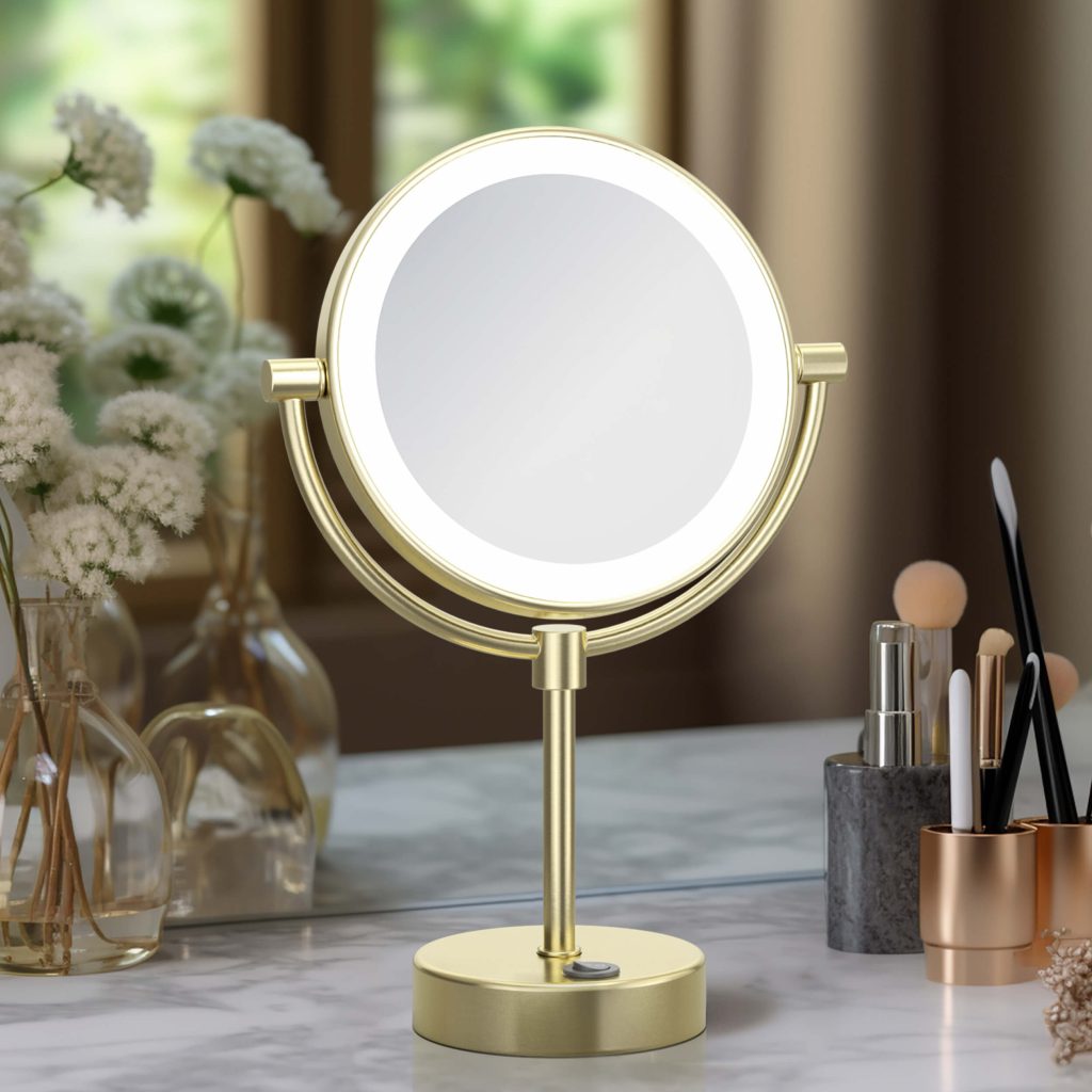 KIBI -  Circular LED Free Standing Magnifying Make Up Mirror - KMM104