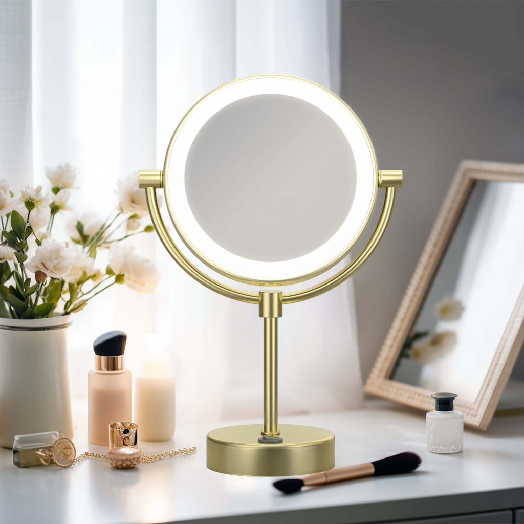 KIBI -  Circular LED Free Standing Magnifying Make Up Mirror - KMM104