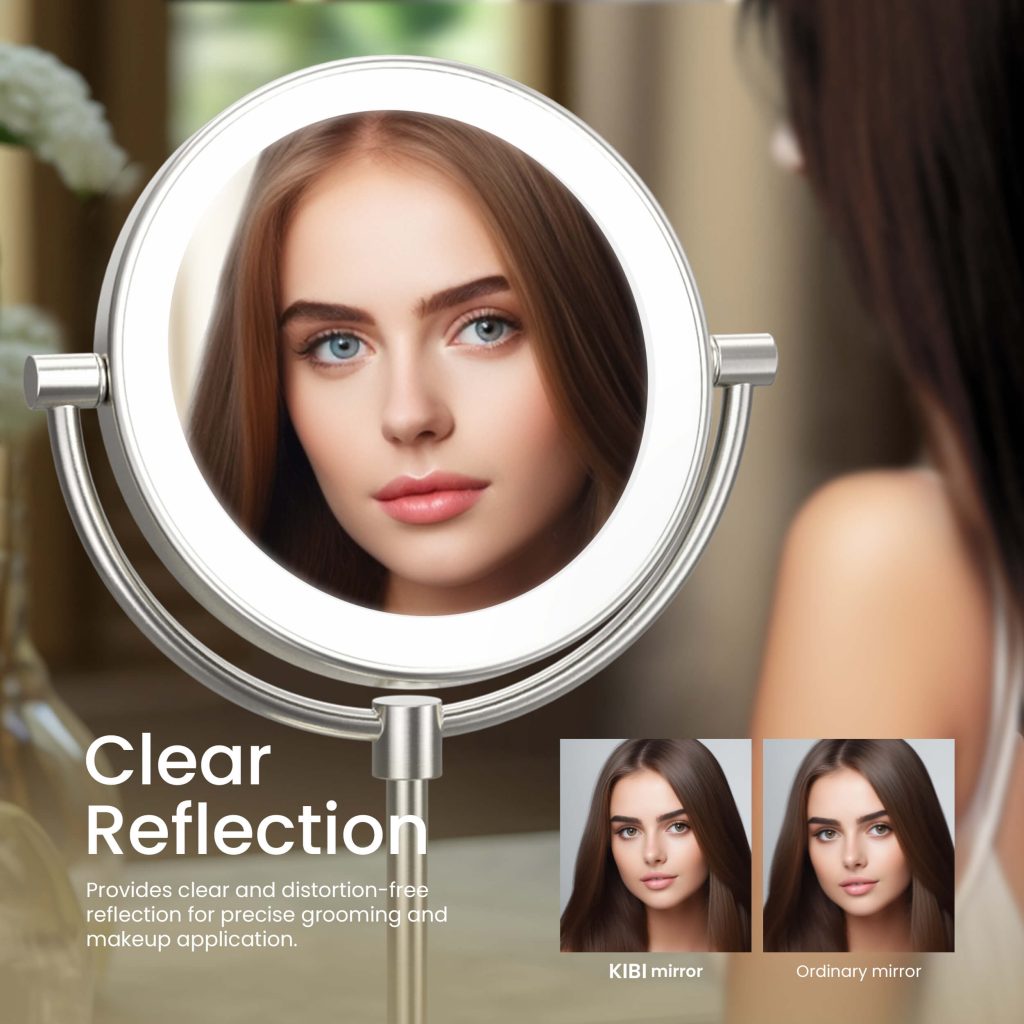 KIBI -  Circular LED Free Standing Magnifying Make Up Mirror - KMM104