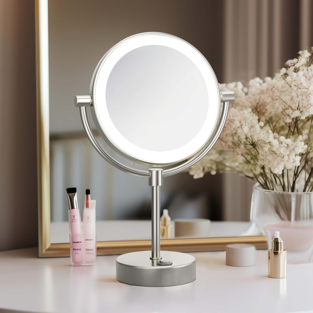 KIBI -  Circular LED Free Standing Magnifying Make Up Mirror - KMM104