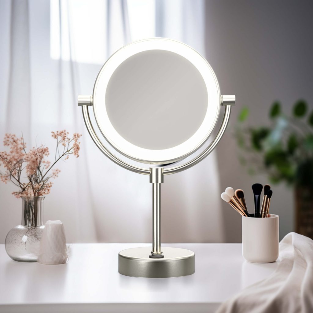 KIBI -  Circular LED Free Standing Magnifying Make Up Mirror - KMM104