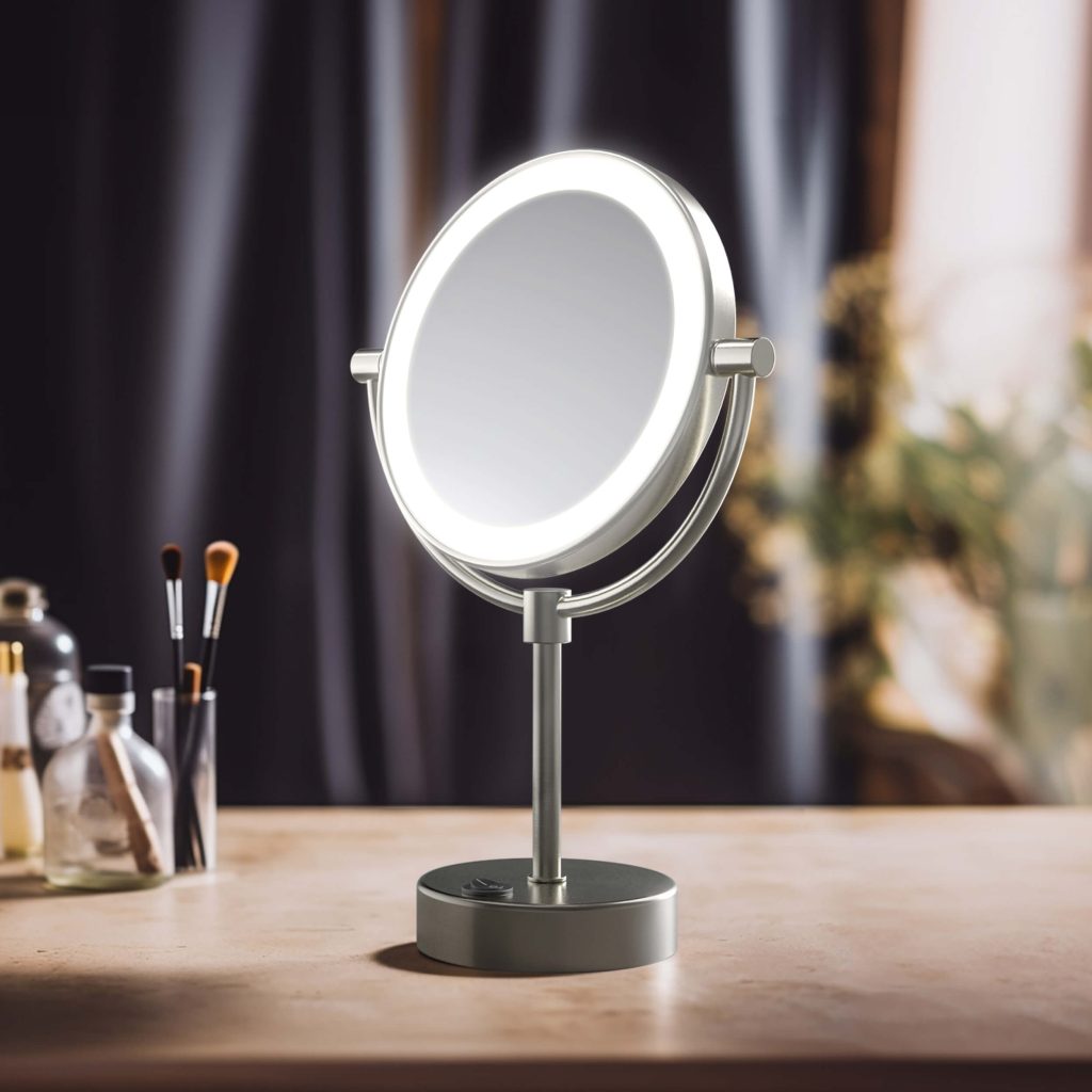 KIBI -  Circular LED Free Standing Magnifying Make Up Mirror - KMM104