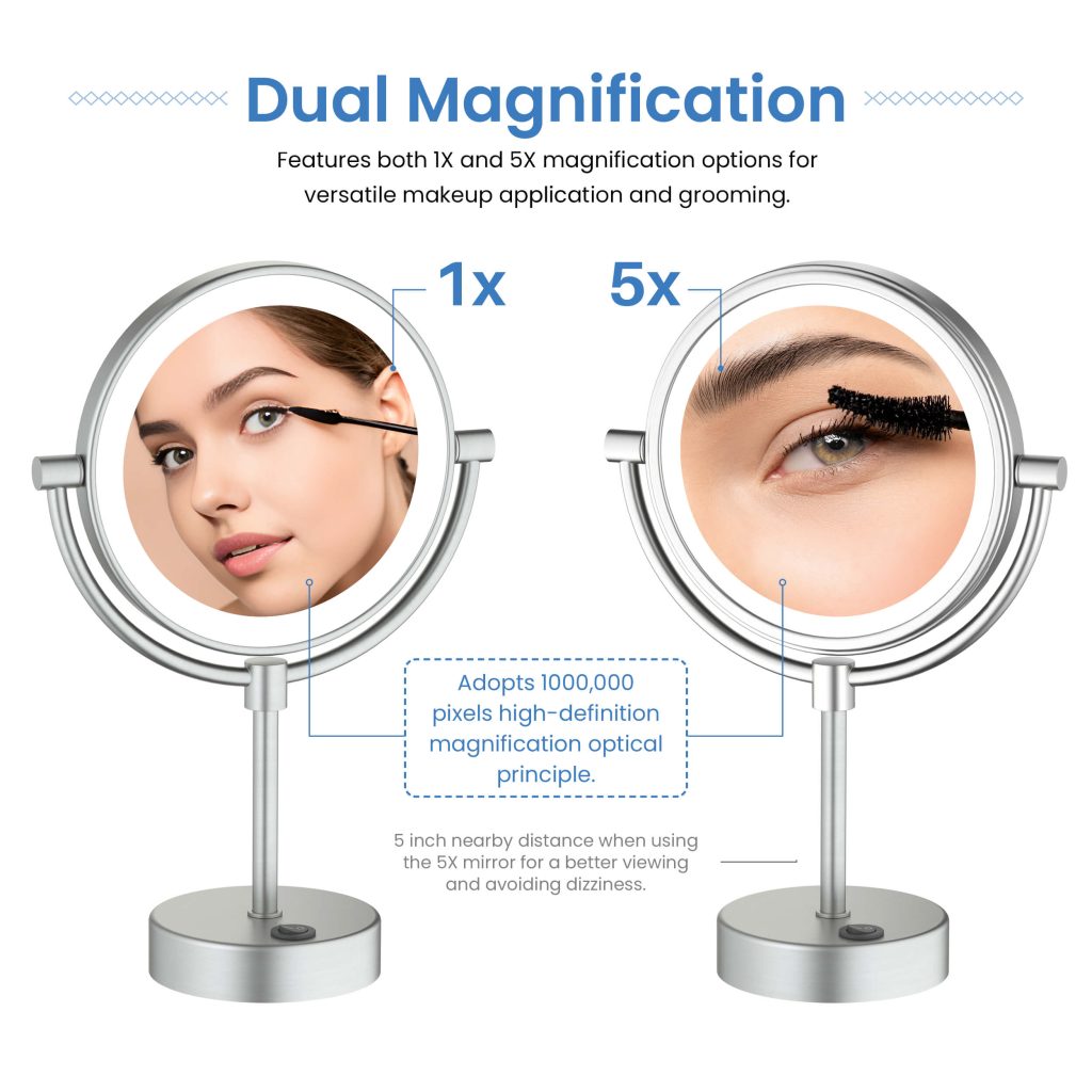 KIBI -  Circular LED Free Standing Magnifying Make Up Mirror - KMM104