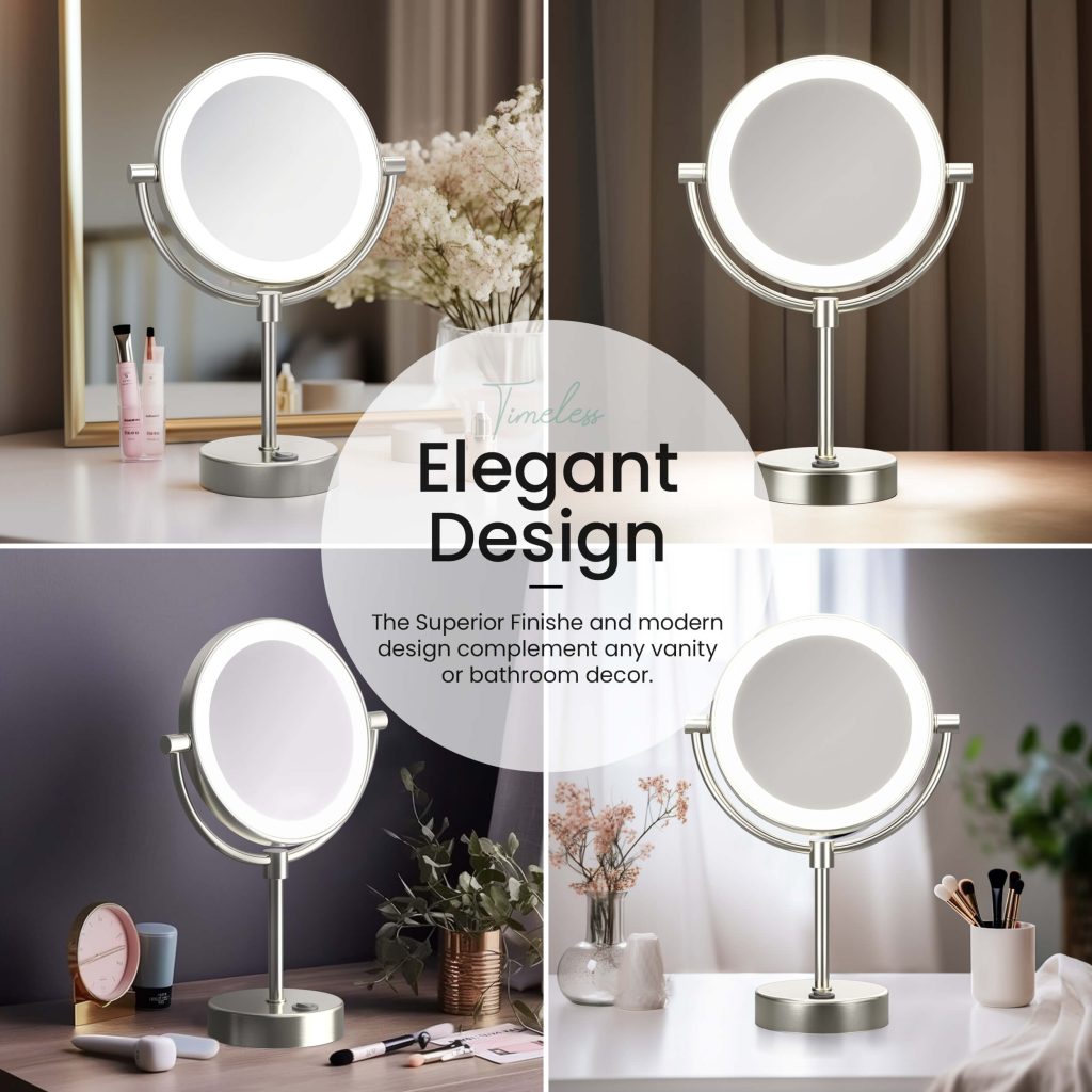 KIBI -  Circular LED Free Standing Magnifying Make Up Mirror - KMM104