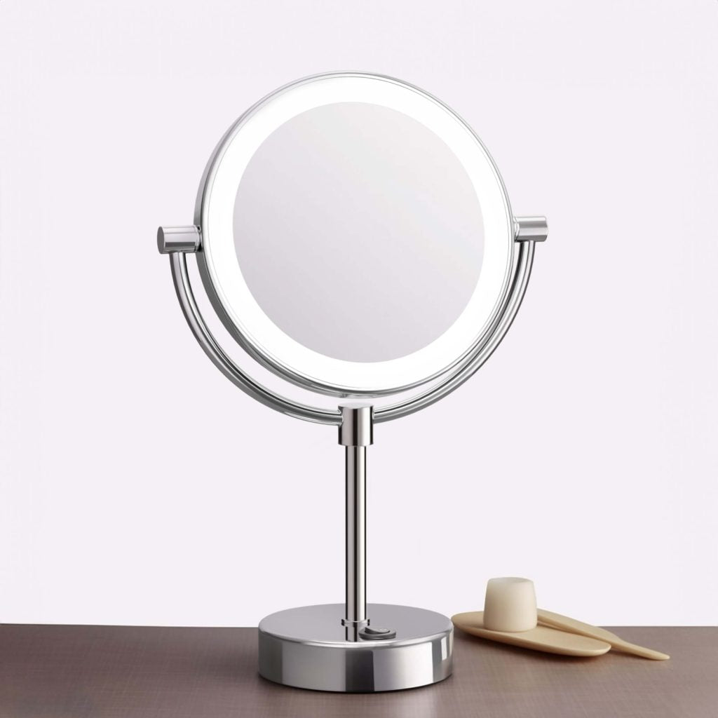 KIBI -  Circular LED Free Standing Magnifying Make Up Mirror - KMM104