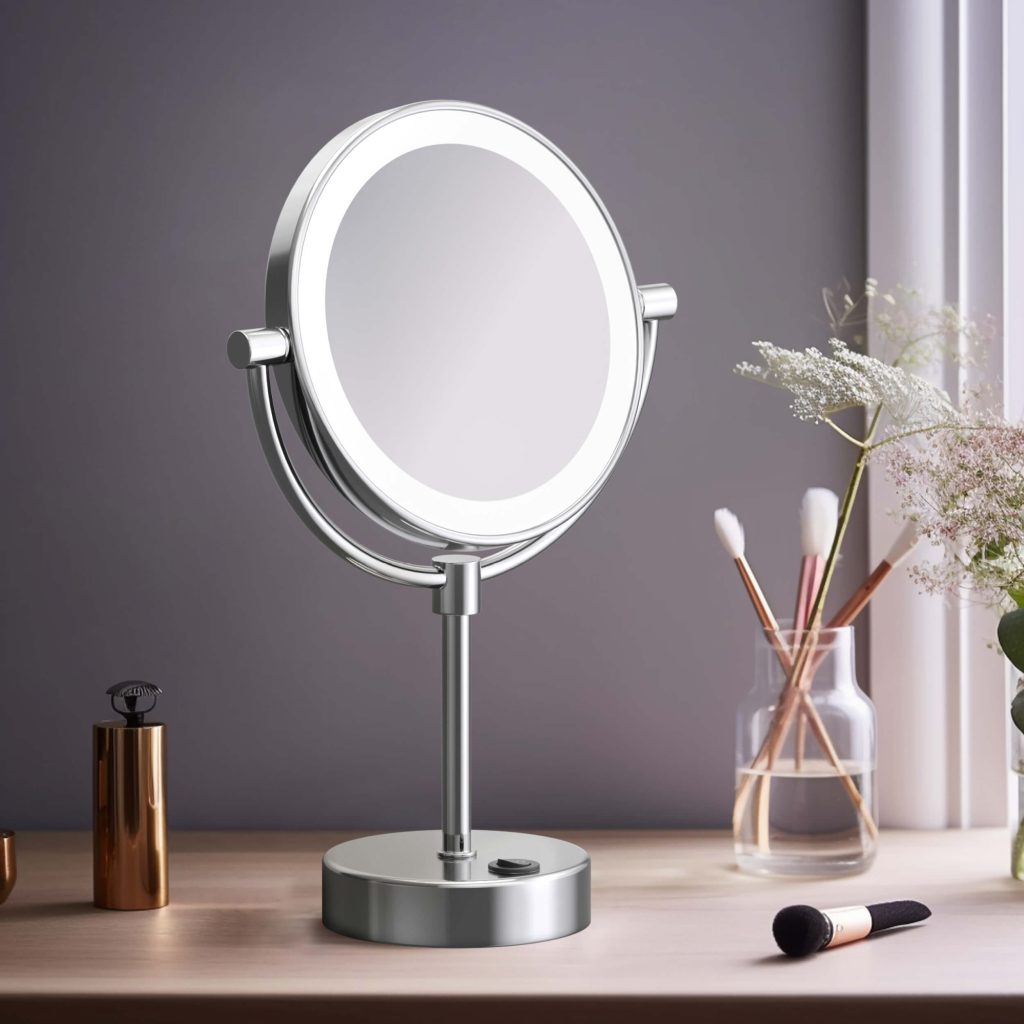 KIBI -  Circular LED Free Standing Magnifying Make Up Mirror - KMM104