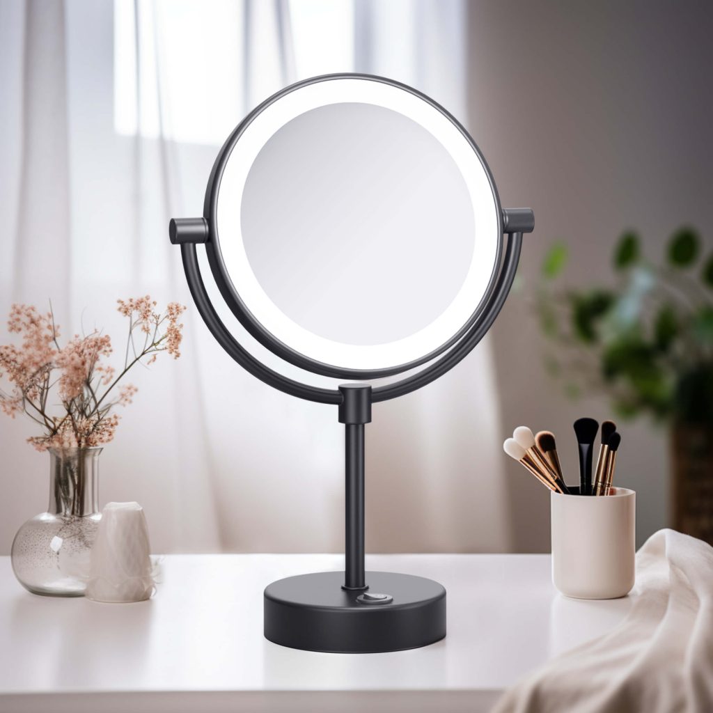 KIBI -  Circular LED Free Standing Magnifying Make Up Mirror - KMM104