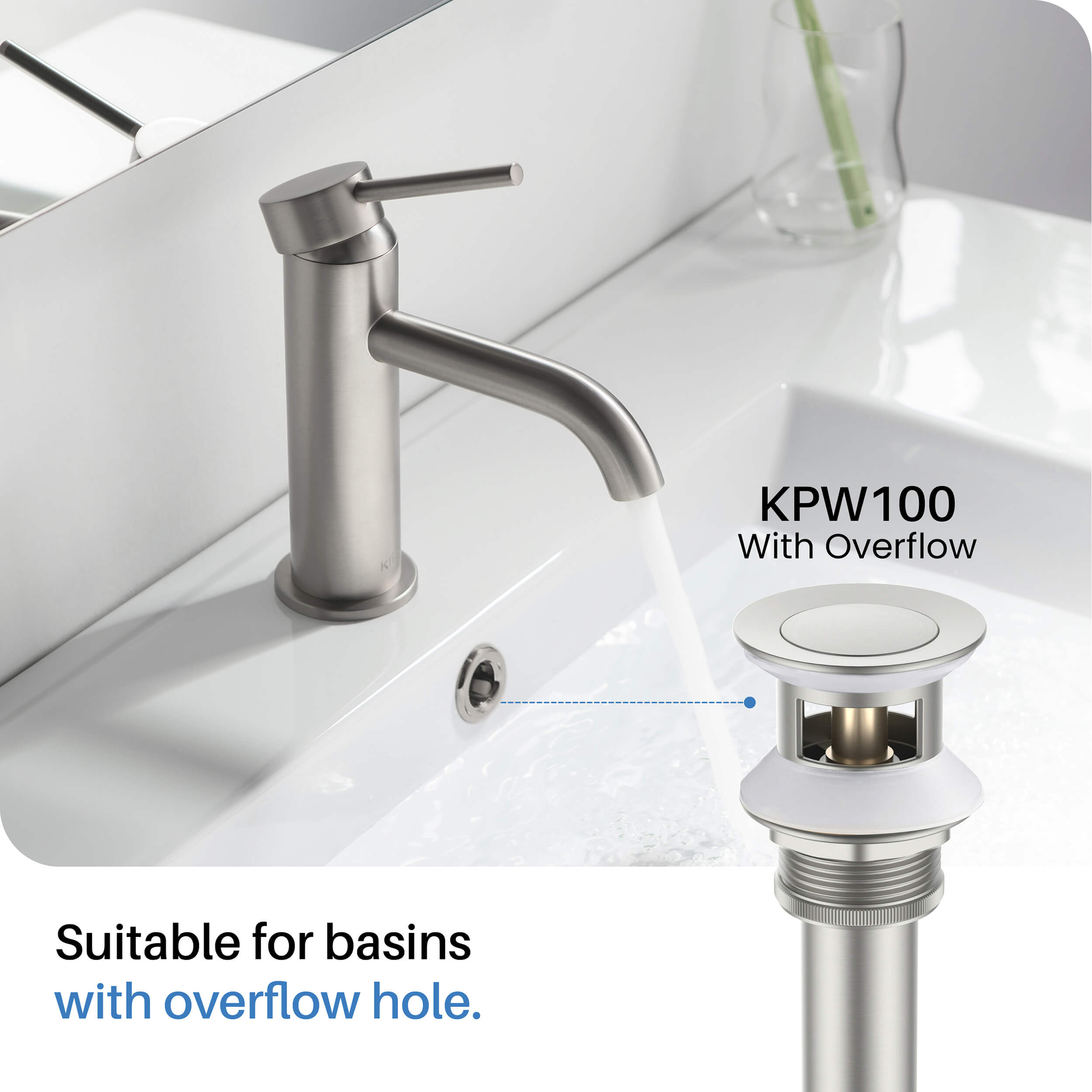 KIBI Cubic Brass Single Handle Bathroom Vanity Faucet, Lavatory Faucet – KBF1002