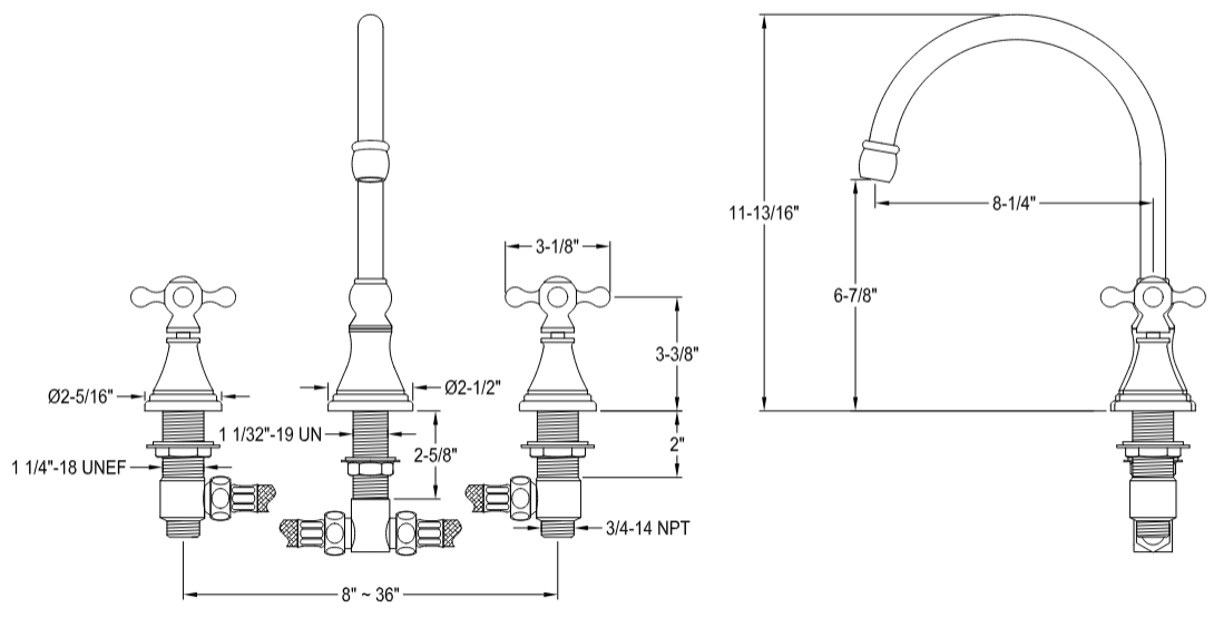 Kingston - Tub Faucets - Roman KS234KX Two-Handle 3-Hole Deck Mount Roman Tub Faucet