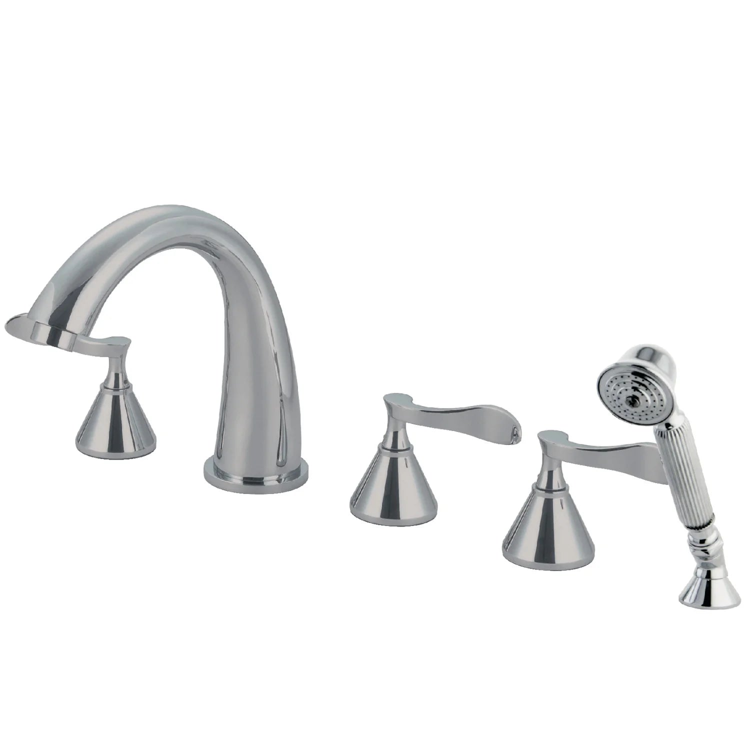 Kingston - Tub Faucets - Century KS2365CFL Three-Handle 5-Hole Deck Mount Roman Tub Faucet with Hand Shower
