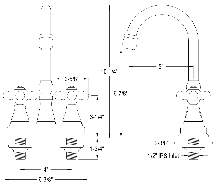 Kingston - Bar Faucets - Governor KS249PX Two-Handle 2-Hole Deck Mount Bar Faucet