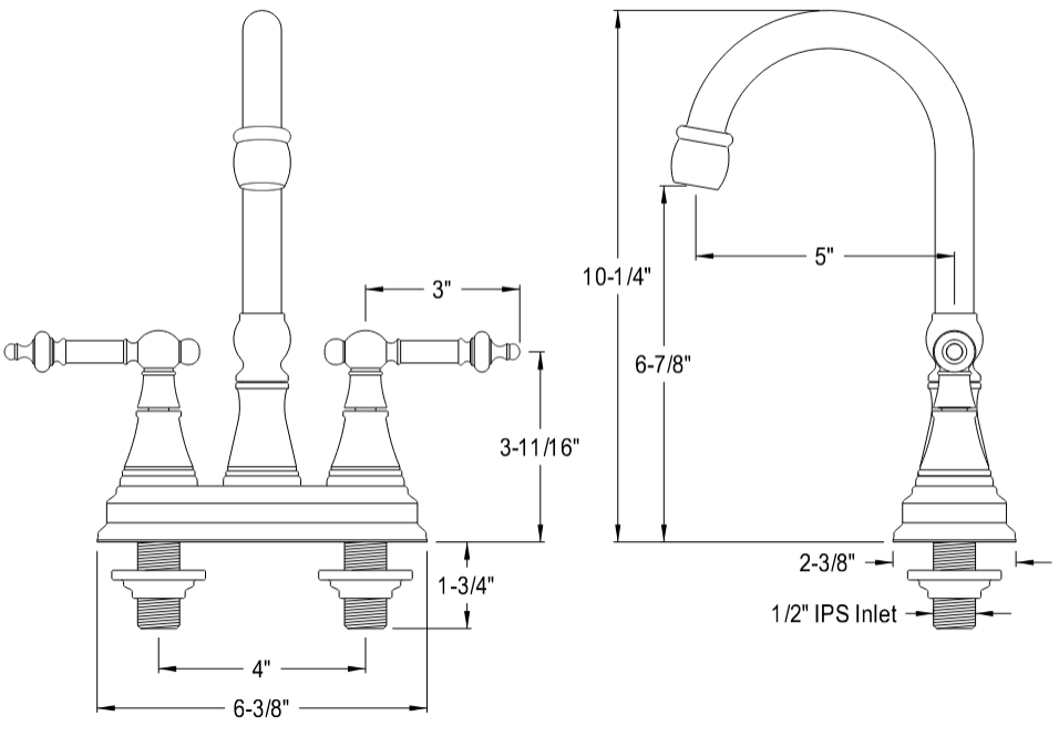 Kingston - Bar Faucets - Templeton KS249TL Two-Handle 2-Hole Deck Mount Bar Faucet