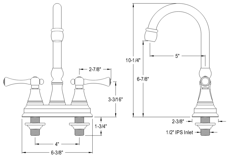 Kingston - Bar Faucets - Victorian KS249BL Two-Handle 2-Hole Deck Mount Bar Faucet