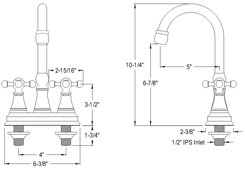 Kingston - Bar Faucets - Governor KS249KX Two-Handle 2-Hole Deck Mount Bar Faucet