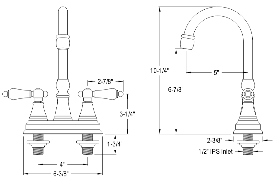 Kingston - Bar Faucets - Governor KS249PL Two-Handle 2-Hole Deck Mount Bar Faucet
