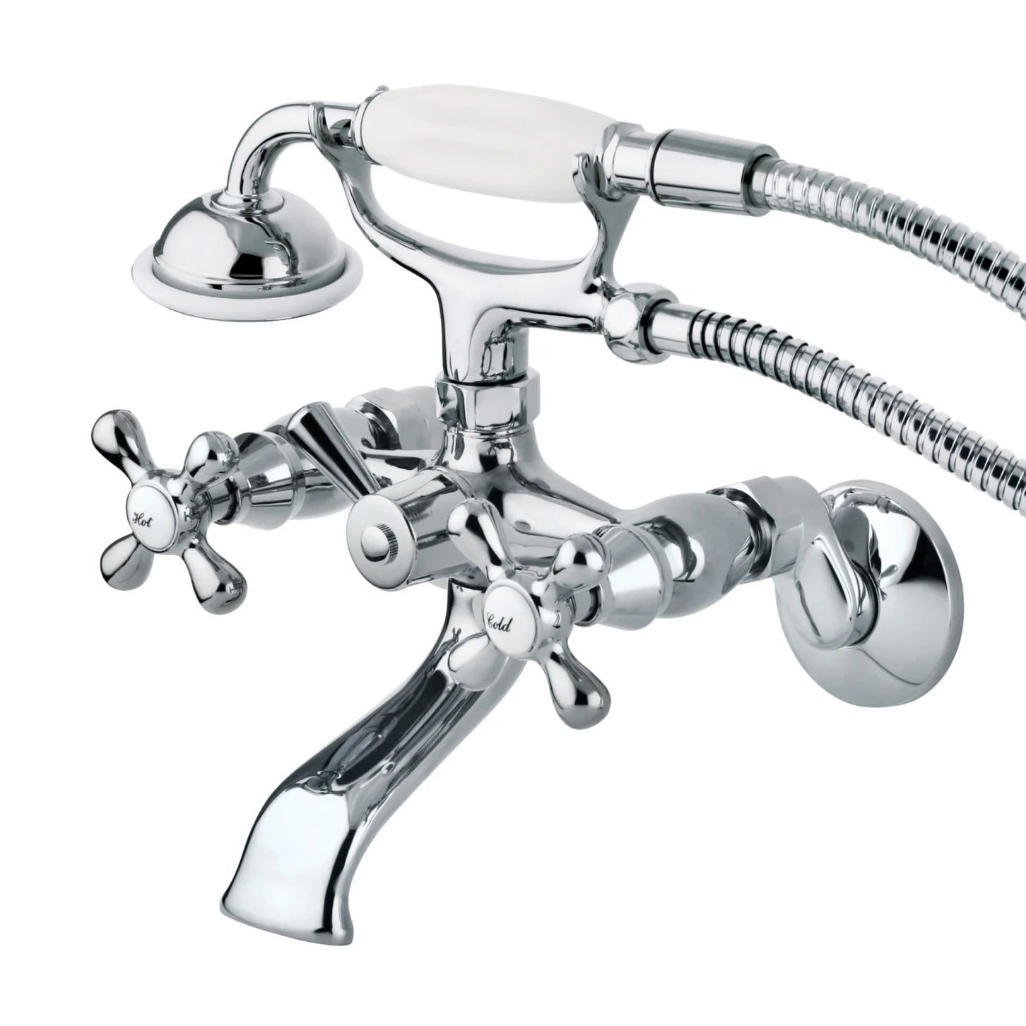 Kingston - Tub Faucets - KS265 Three-Handle 2-Hole Tub Wall Mount Clawfoot Tub Faucet with Hand Shower