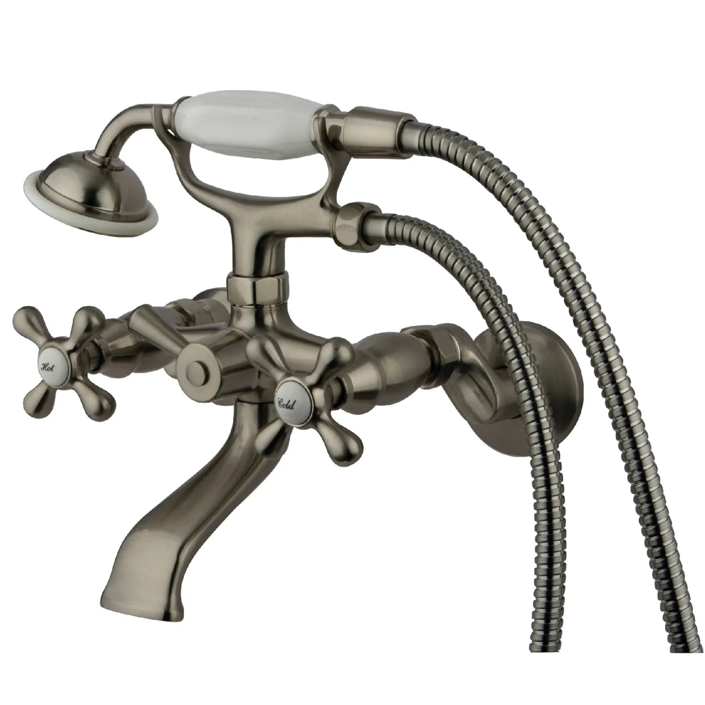 Kingston - Tub Faucets - KS265 Three-Handle 2-Hole Tub Wall Mount Clawfoot Tub Faucet with Hand Shower