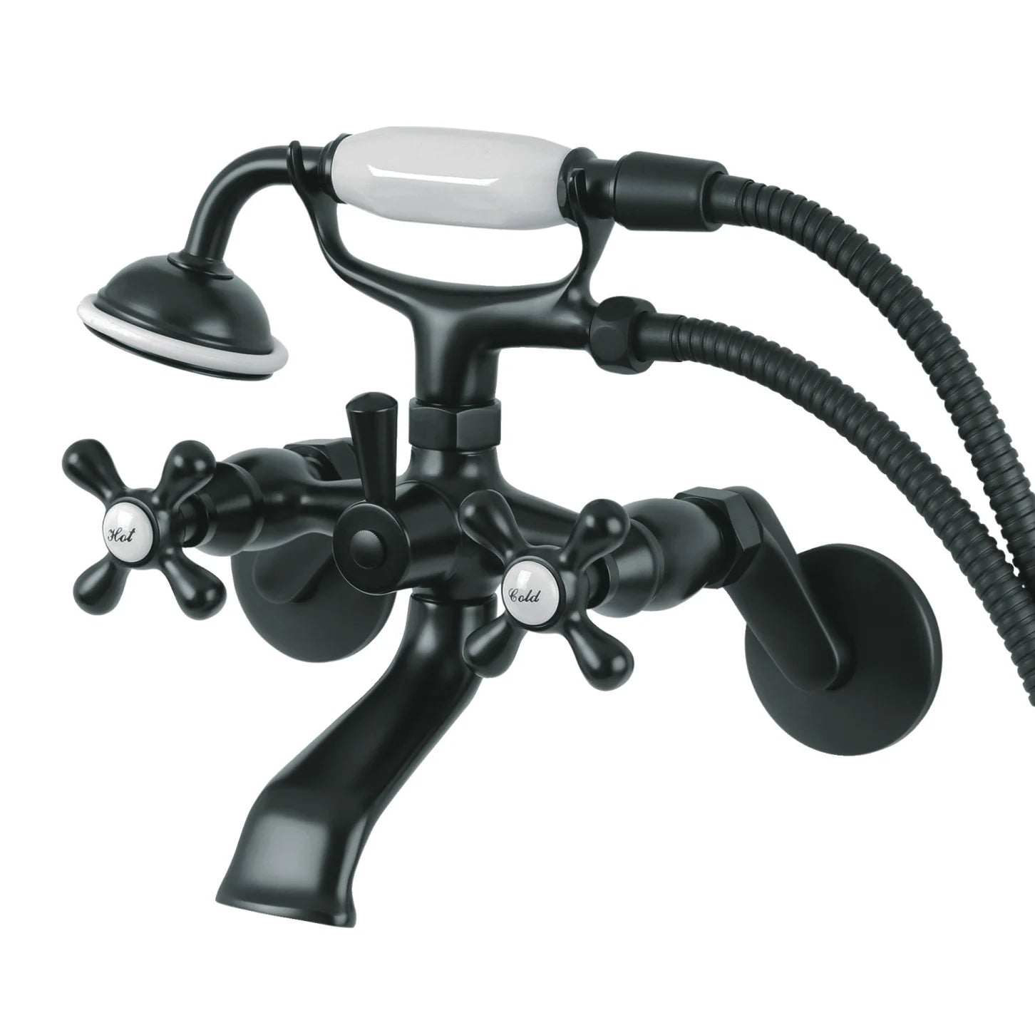 Kingston - Tub Faucets - KS266 Three-Handle 2-Hole Tub Wall Mount Clawfoot Tub Faucet with Hand Shower