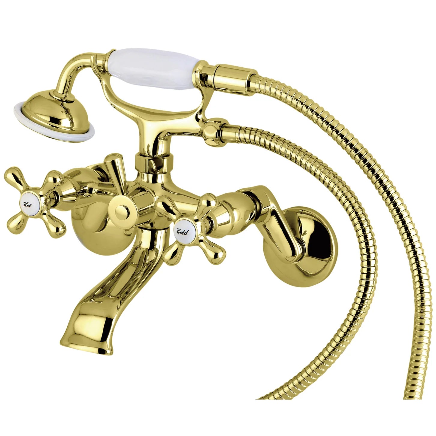 Kingston - Tub Faucets - KS266 Three-Handle 2-Hole Tub Wall Mount Clawfoot Tub Faucet with Hand Shower