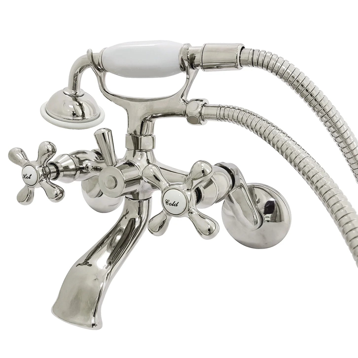 Kingston - Tub Faucets - KS266 Three-Handle 2-Hole Tub Wall Mount Clawfoot Tub Faucet with Hand Shower