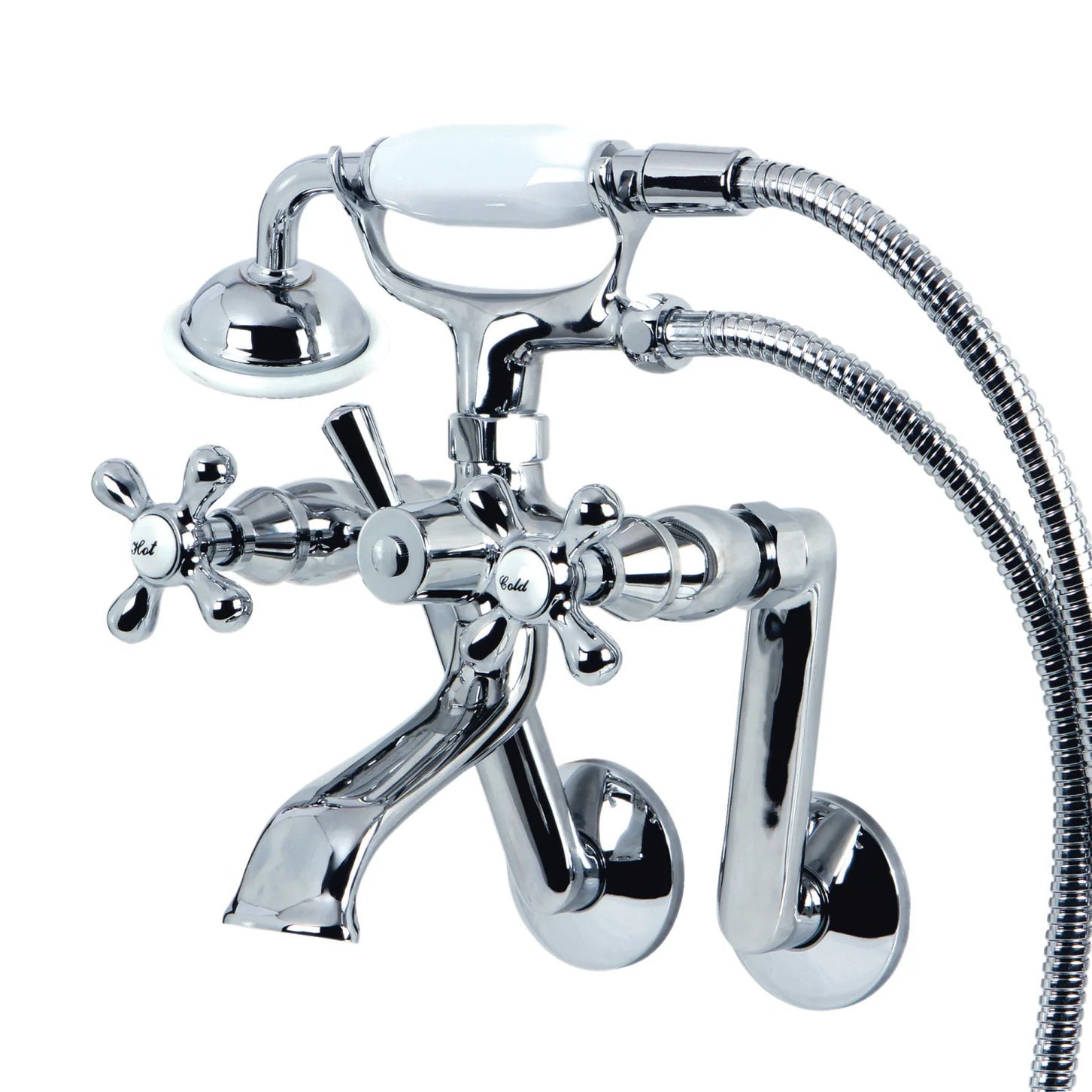Kingston - Tub Faucets - KS269 Three-Handle 2-Hole Tub Wall Mount Clawfoot Tub Faucet with Hand Shower