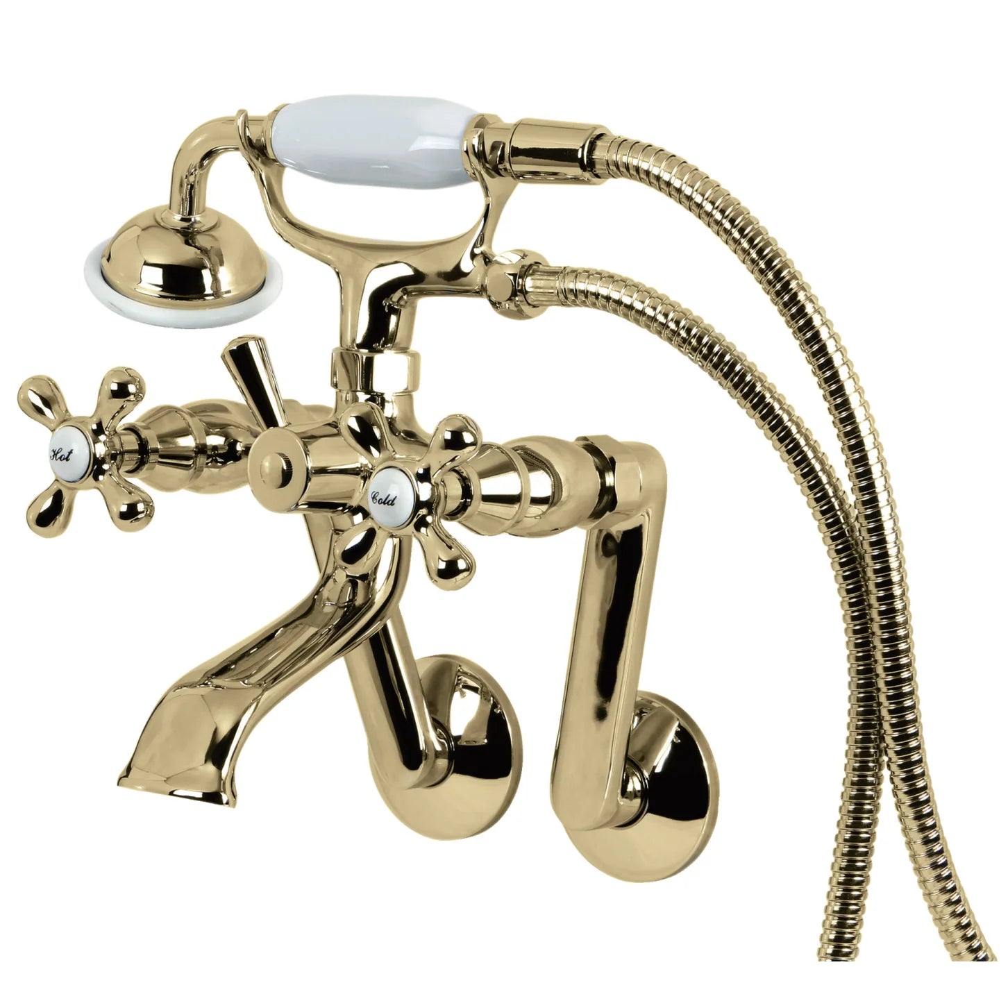 Kingston - Tub Faucets - KS269 Three-Handle 2-Hole Tub Wall Mount Clawfoot Tub Faucet with Hand Shower
