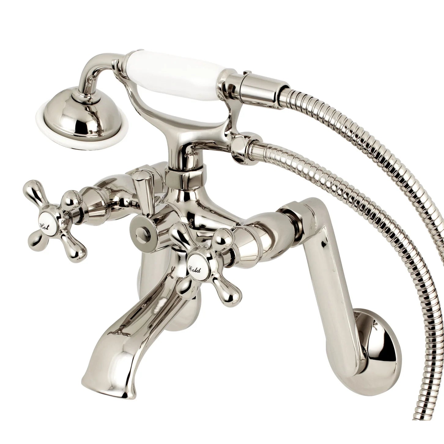 Kingston - Tub Faucets - KS269 Three-Handle 2-Hole Tub Wall Mount Clawfoot Tub Faucet with Hand Shower